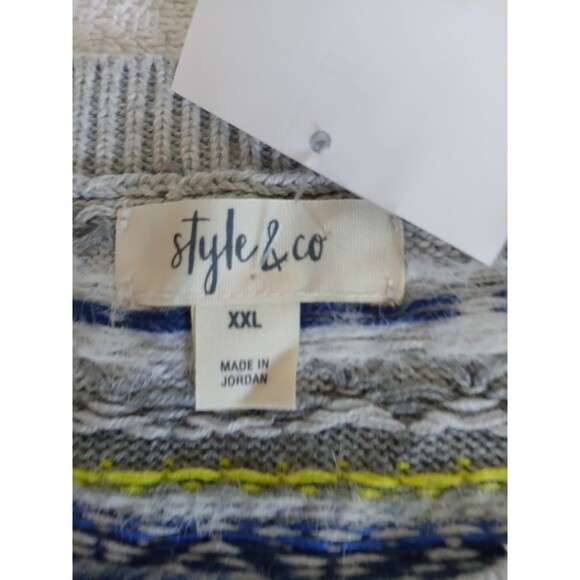 Style & Co Fair Isle Crew-Neck Sweater Gray Size 2XL - Picture 14 of 16